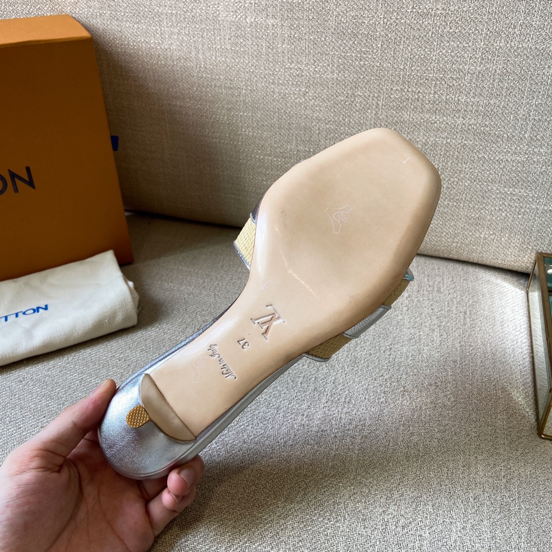 Louis Vuitton Women's Lock It Mule Sliver For Women LV 2.2in/5.5cm - Soul Replicas