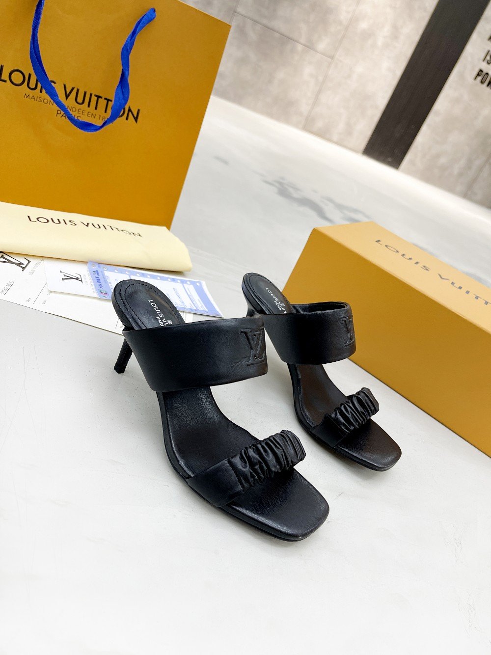 Louis Vuitton Women's Drapy Mule Black For Women LV 1AAB39 - Soul Replicas