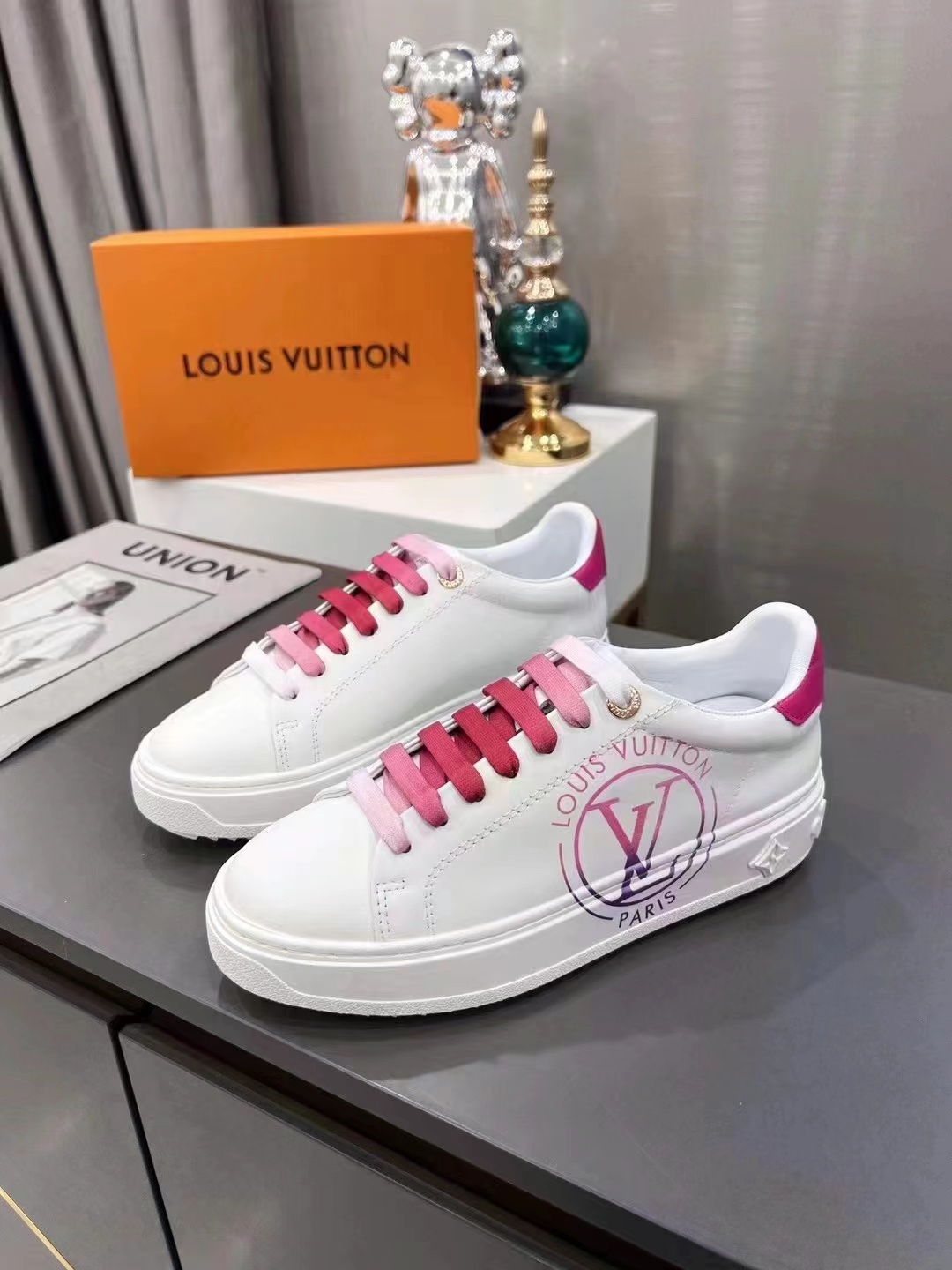Louis Vuitton Women's Time Out Sneaker Fuchsia Pink For Women LV 1AA1BN - Soul Replicas