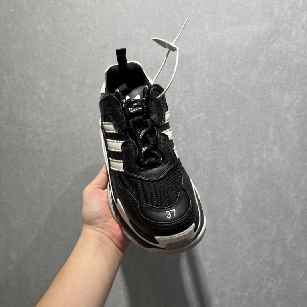 Balenciaga x Adidas Triple S Trainers Black For Women - Soul Replicas