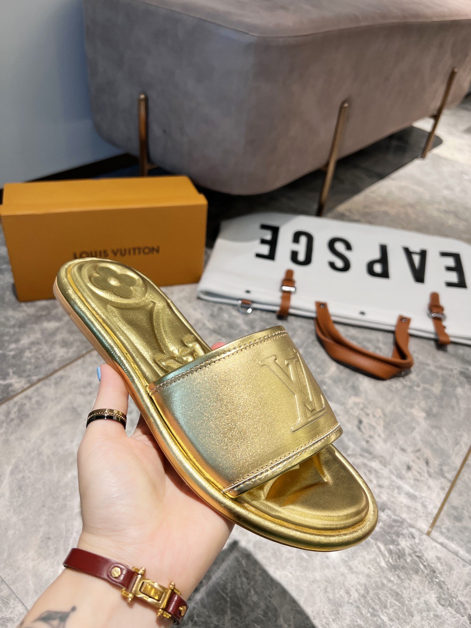 Louis Vuitton Women's Magnetic Flat Mule Gold For Women LV - Soul Replicas
