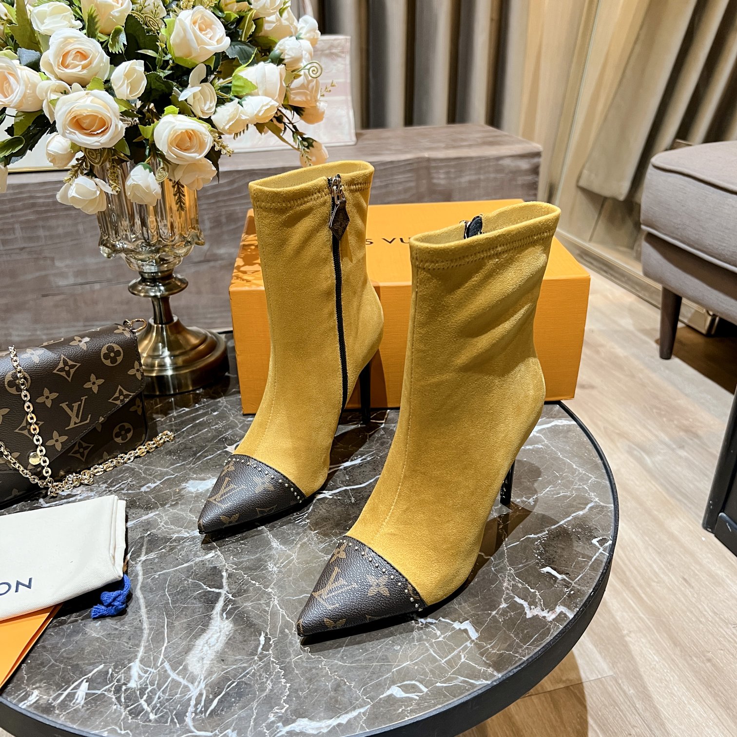 Louis Vuitton Women's Cherie Ankle Boots Yellow Women LV - Soul Replicas