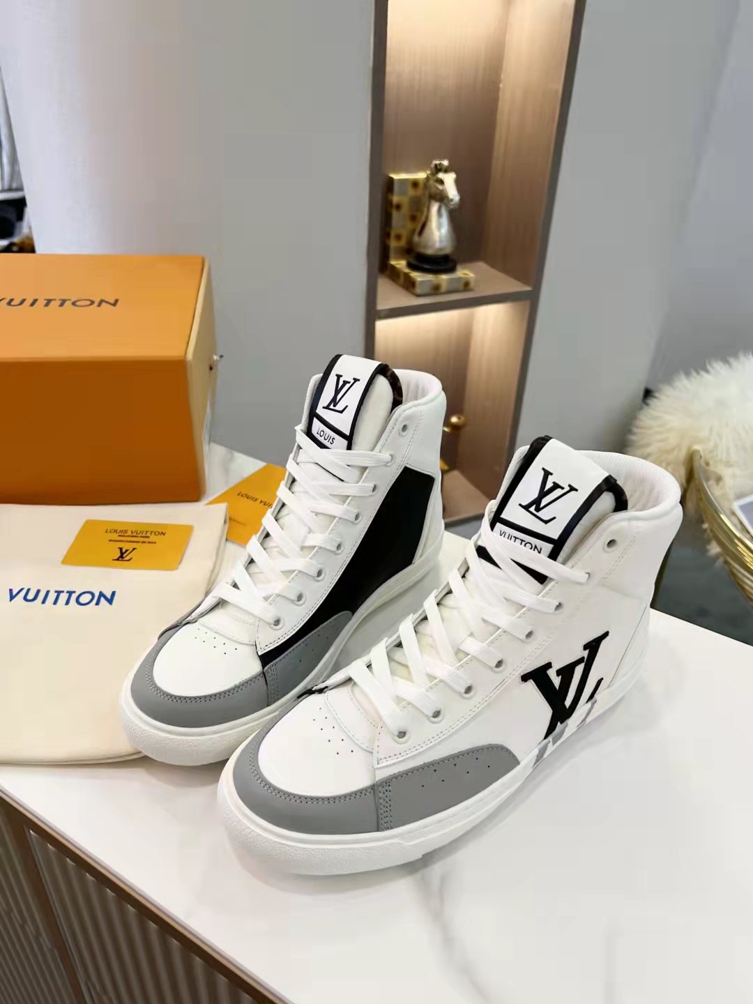 Louis Vuitton Charlie Sneaker Boot Mix Of Recycled And Bio Based Materials White For Women LV 1A9RYU - Soul Replicas