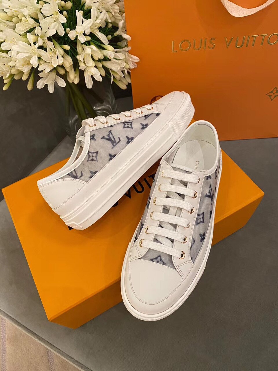 Louis Vuitton Stellar Sneaker Monogram Denim White/Blue For Women LV - Soul Replicas