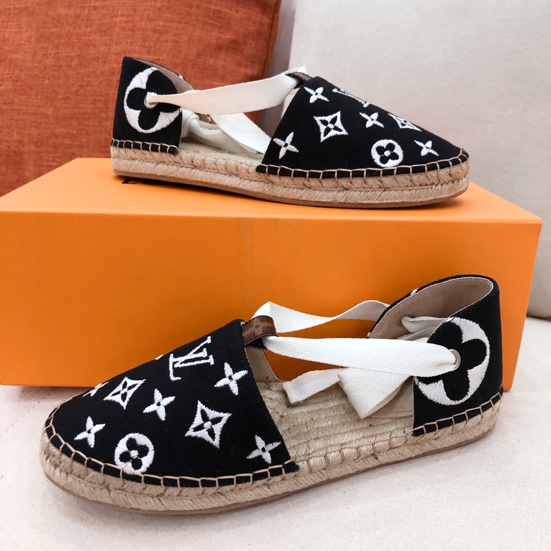 Louis Vuitton Women's Starboard Flat Espadrille Black For Women LV - Soul Replicas
