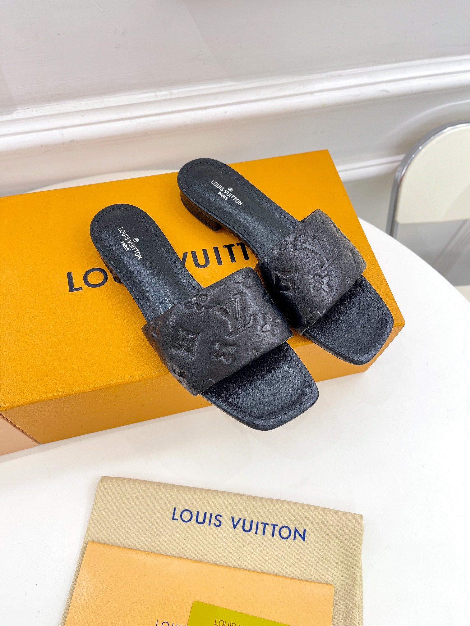 Louis Vuitton Women's Revival Flat Mule Black For Women LV 1A9P3T - Soul Replicas