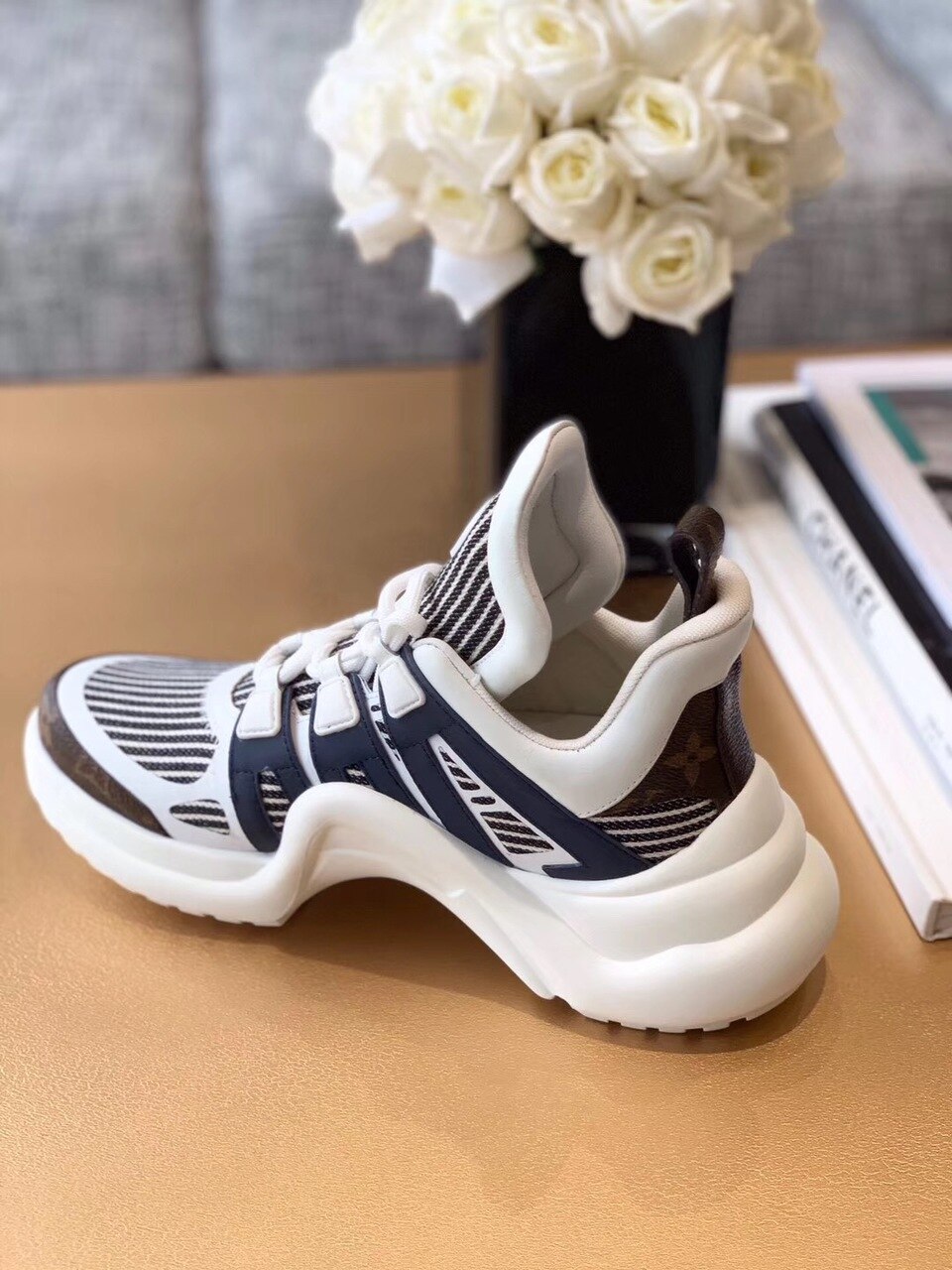 Louis Vuitton Archlight Sneakers Calfskin Leather Fall/Winter Collection White/Black/Brown - Soul Replicas