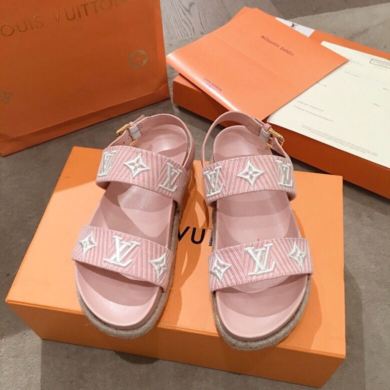 Louis Vuitton Casual Sandals Monogram Reverse Canvas Spring/Summer Collection Light Pink - Soul Replicas