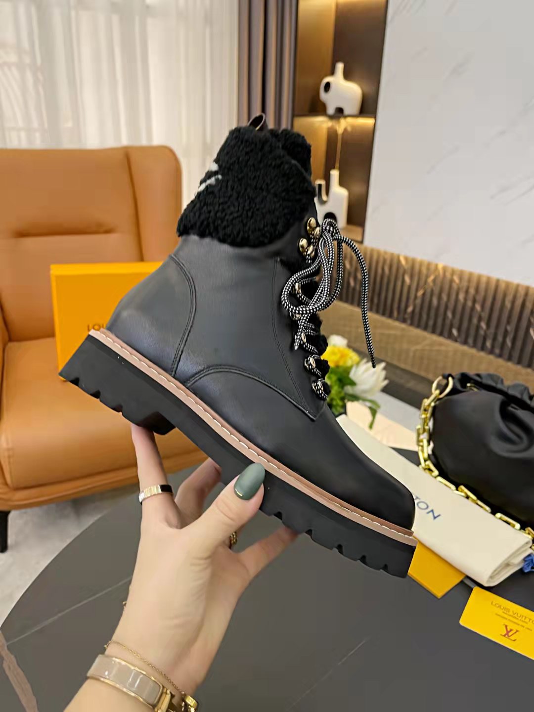 Louis Vuitton Women's Territory Flat Military Boot Black For Women LV - Soul Replicas