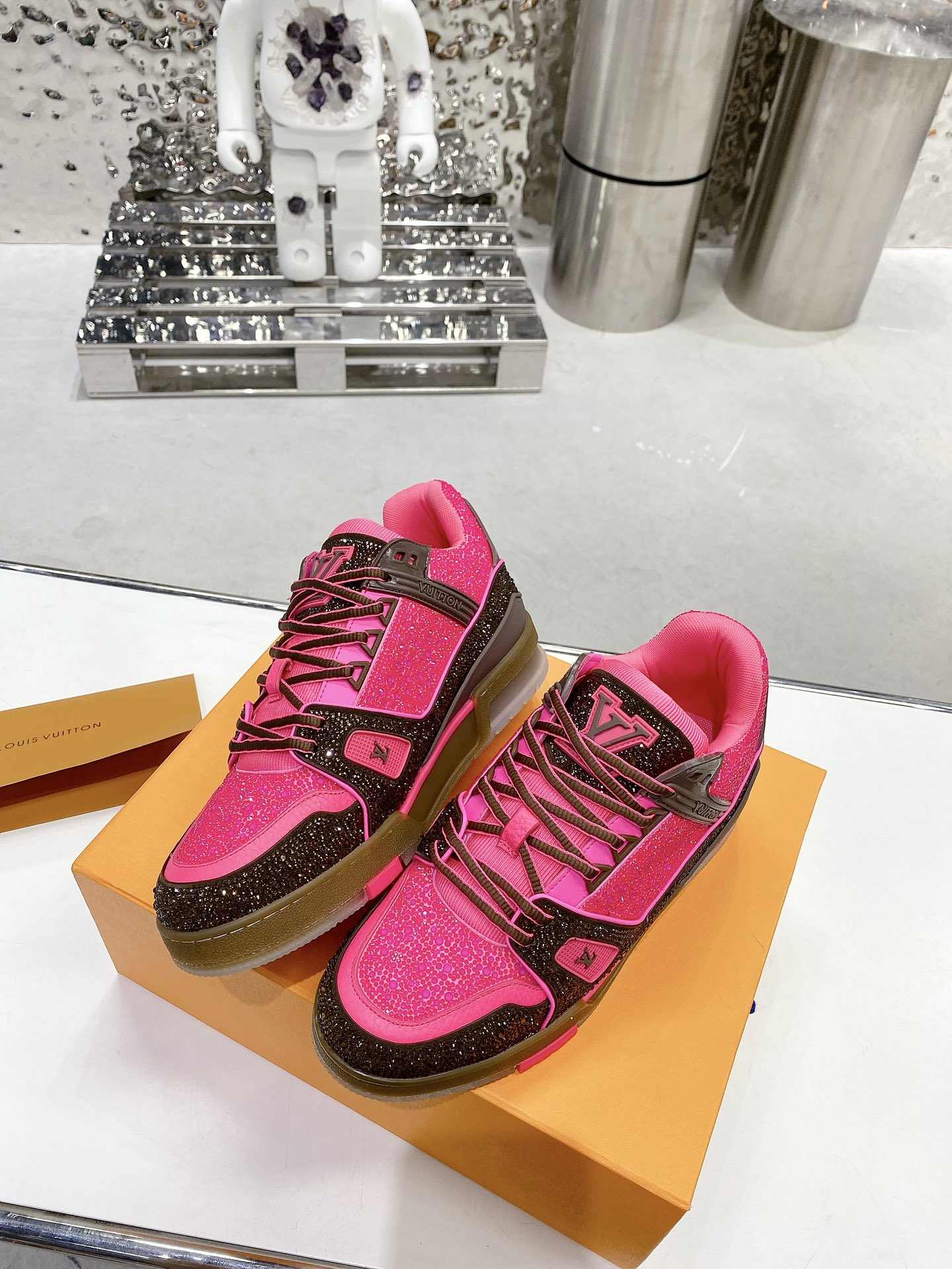 Louis Vuitton Women's LV Trainers Pink For Women LV - Soul Replicas