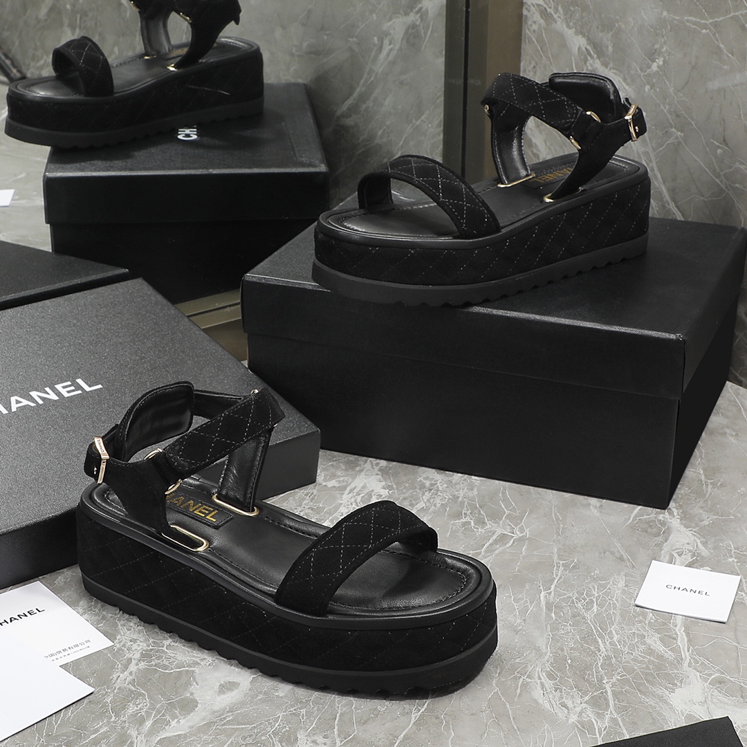 Chanel Women's Sandals Black For Women 2in/5cm G39143 Y55894 94305 - Soul Replicas