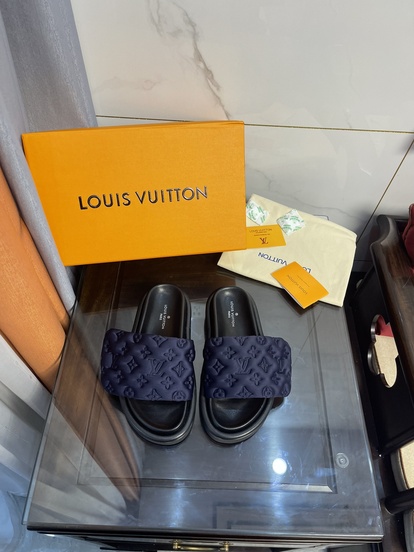 Louis Vuitton Women's Pool Pillow Comfort Flat Mule Blue For Women LV - Soul Replicas