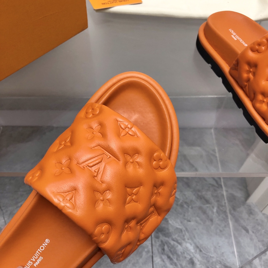 Louis Vuitton Women's Pool Pillow Flat Comfort Mule Orange For Women LV - Soul Replicas