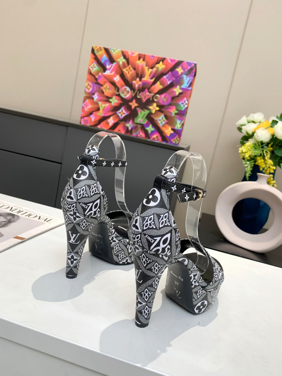 Louis Vuitton Women's Afterglow Platform Sandal Black For Women LV - Soul Replicas