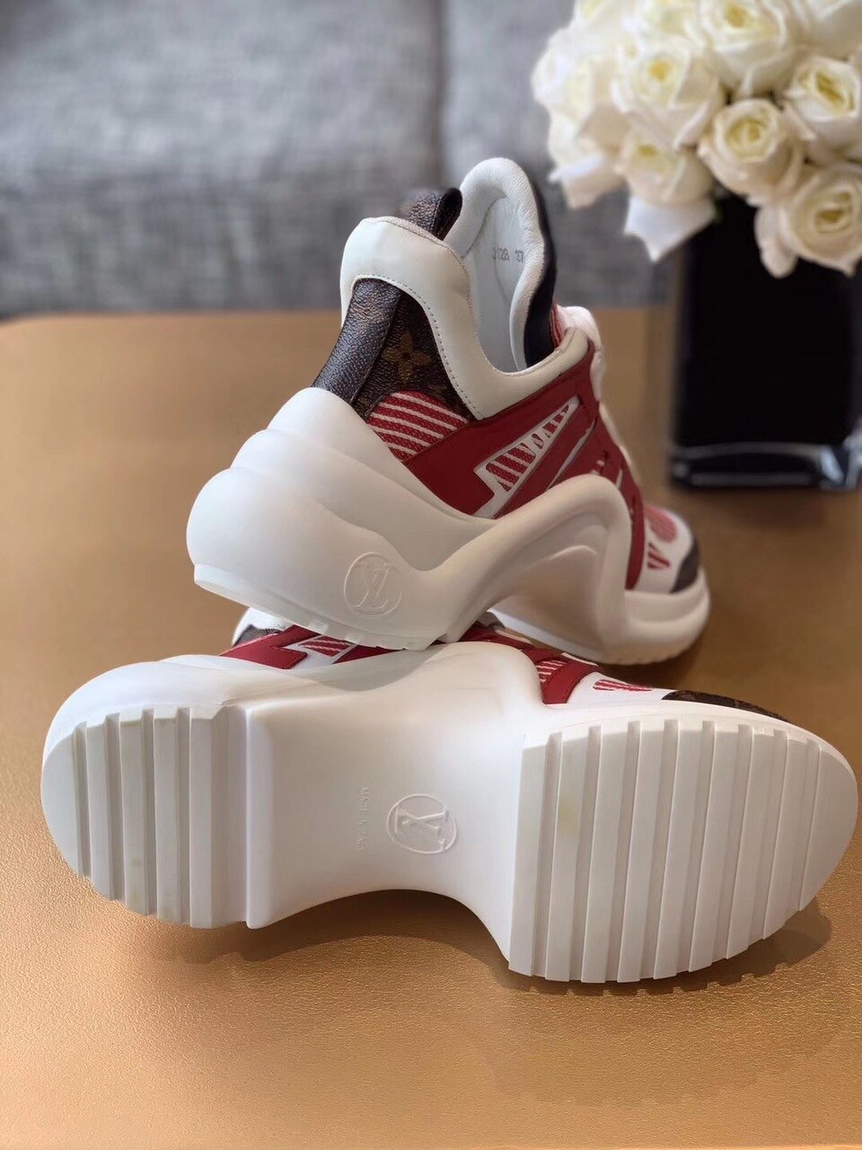 Louis Vuitton LV Archlight Sneaker Mix Of Materials Red For Women LV - Soul Replicas