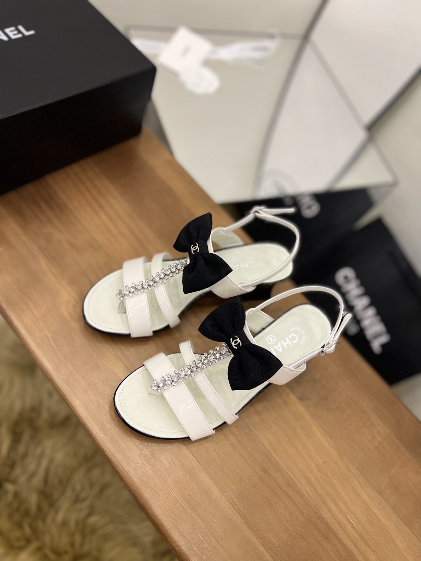 Chanel Women's Sandals With Bow White For Women 2.5in/6.5cm - Soul Replicas