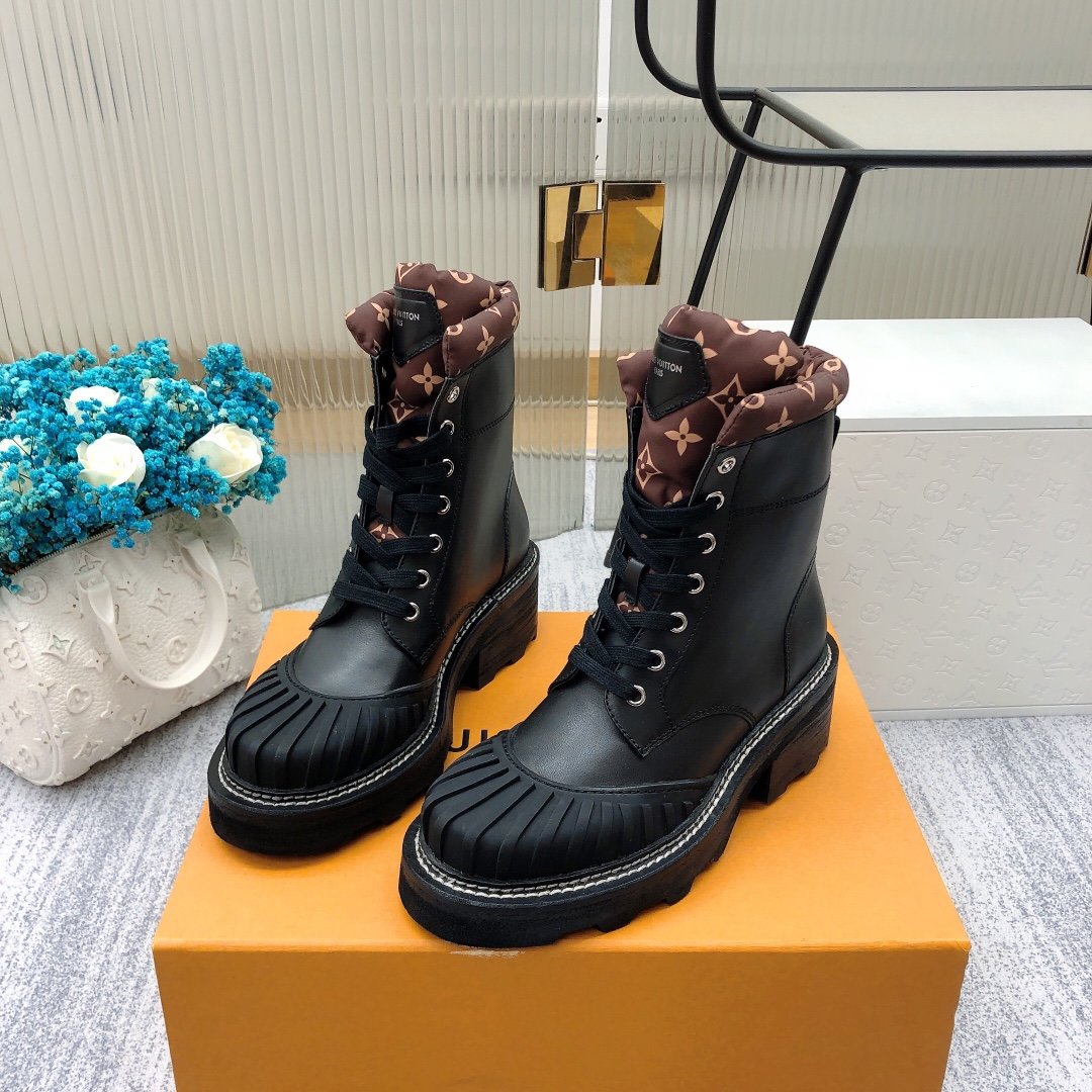 Louis Vuitton LV Beaubourg Ankle Boot Black For Women LV 1A94N6 - Soul Replicas