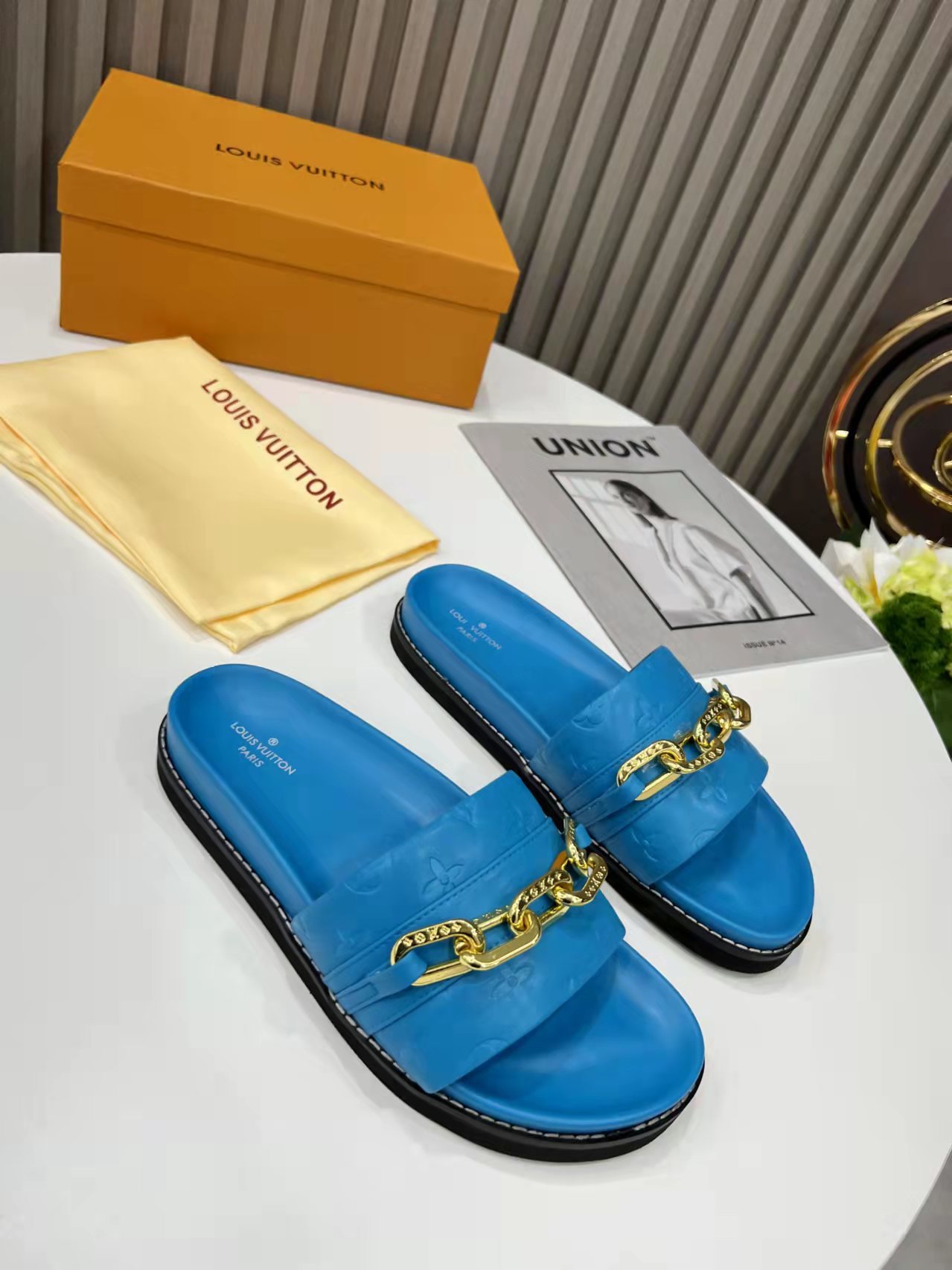 Louis Vuitton Sunset Flat Comfort Mule Blue For Women LV - Soul Replicas