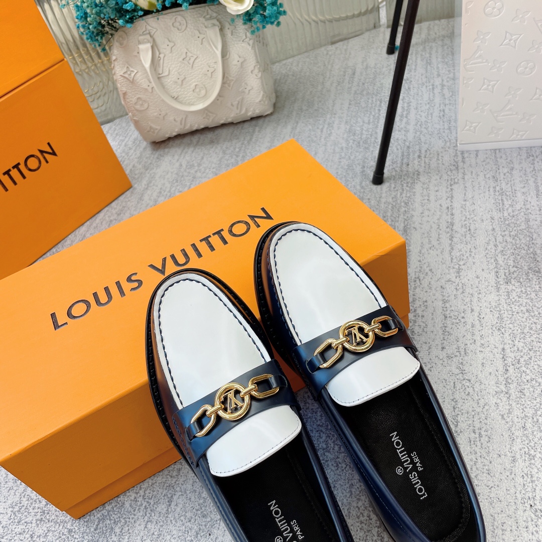 Louis Vuitton Women's Chess Flat Loafe Black And White For Women LV - Soul Replicas
