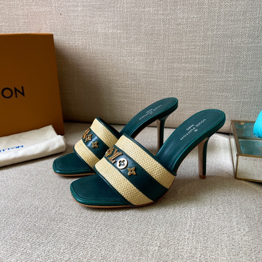 Louis Vuitton Women's Lock It Mule Green For Women LV 3.7in/9.5cm - Soul Replicas