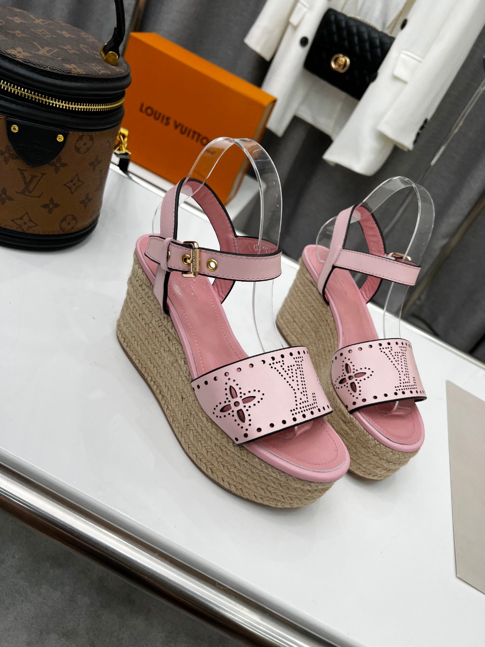 Louis Vuitton Women's Starboard Wedge Sandal Pink For Women LV - Soul Replicas