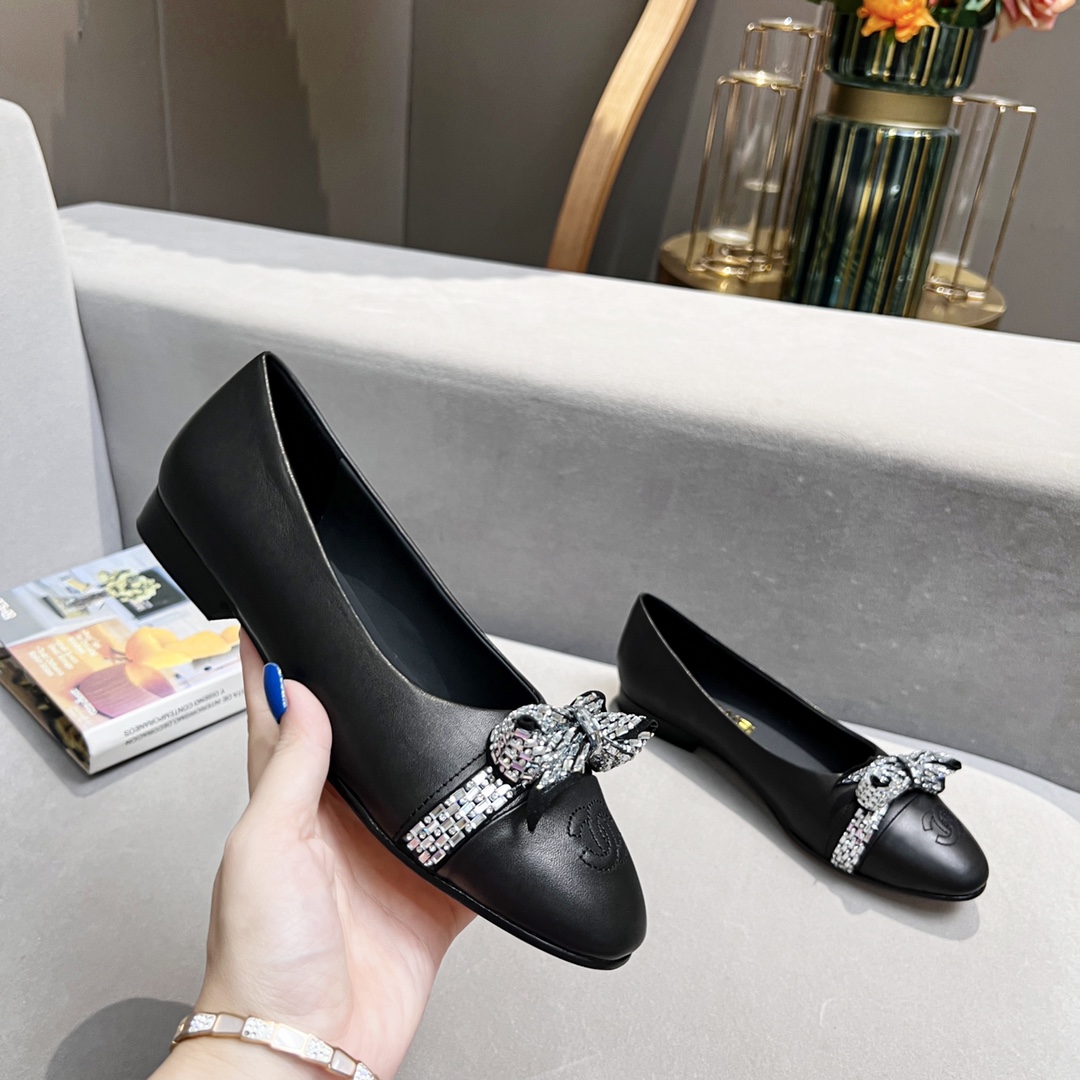 Chanel Women's Ballerinas Black For Women - Soul Replicas