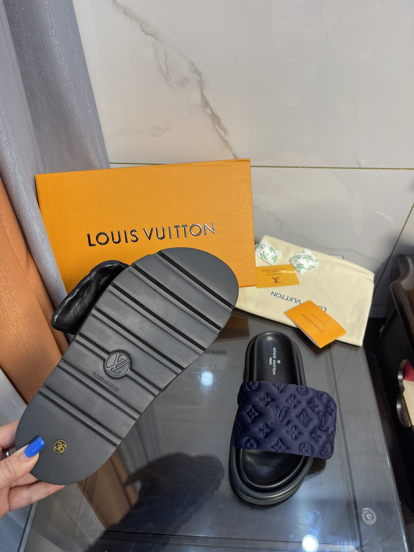 Louis Vuitton Women's Pool Pillow Comfort Mule Dark Blue For Women LV - Soul Replicas