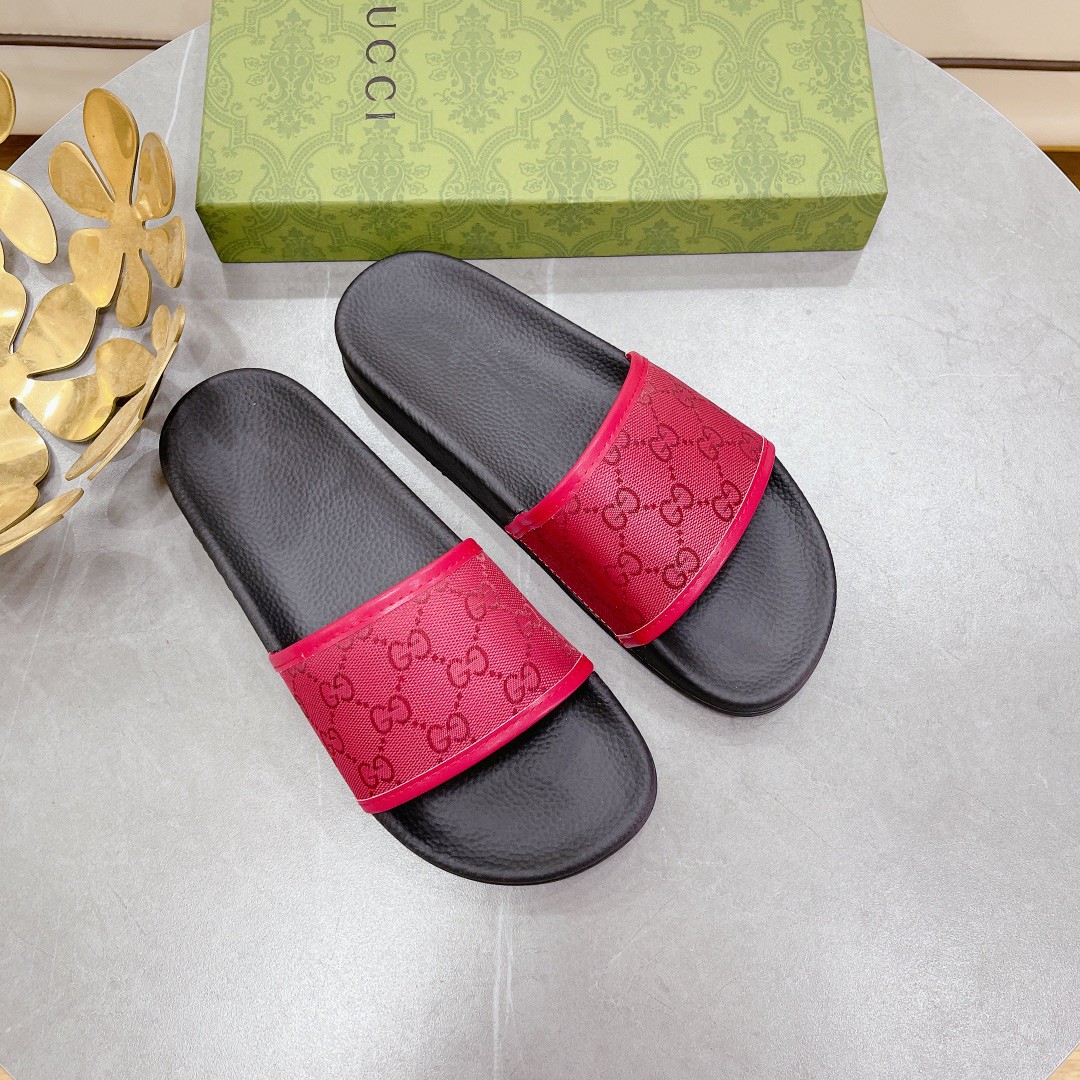 Gucci Women's Gucci Slide Sandal Red For Women 407345 - Soul Replicas