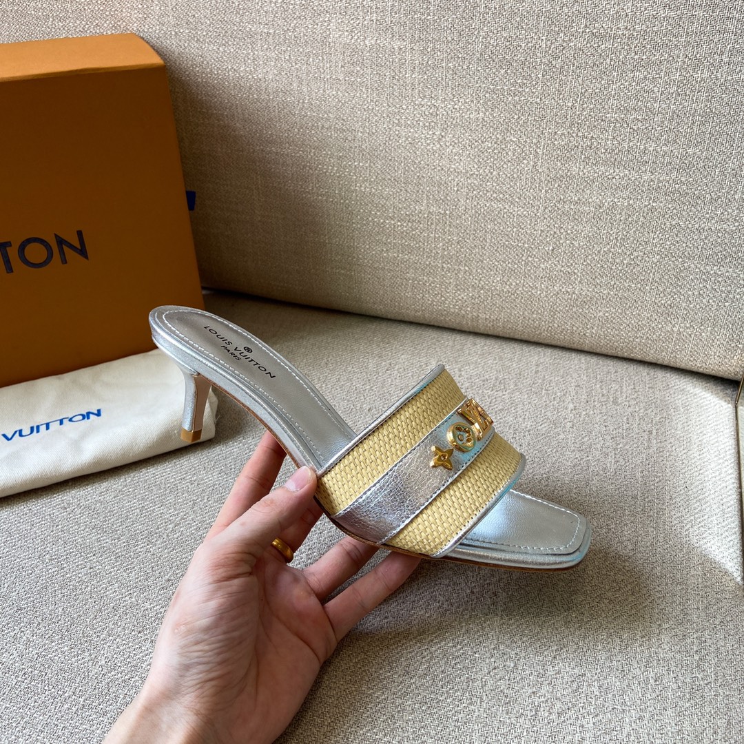 Louis Vuitton Women's Lock It Mule Sliver For Women LV 2.2in/5.5cm - Soul Replicas