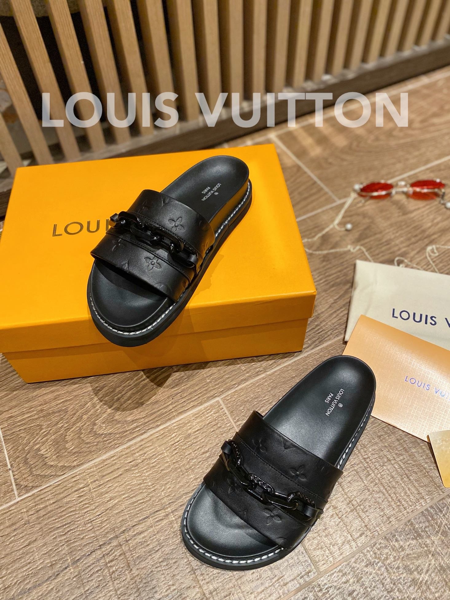 Louis Vuitton Sunset Flat Comfort Mule Black For Women LV - Soul Replicas