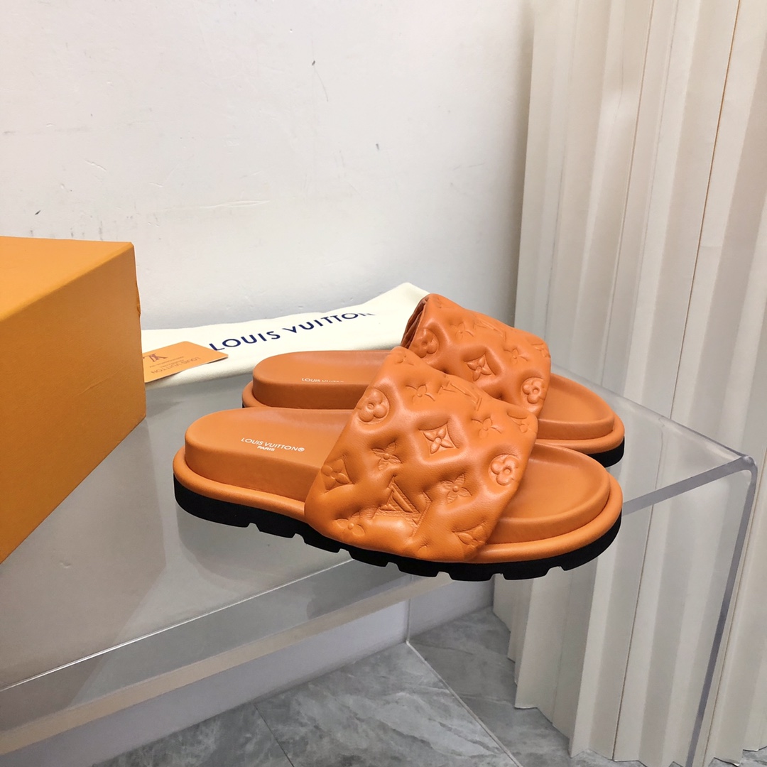 Louis Vuitton Women's Pool Pillow Flat Comfort Mule Orange For Women LV - Soul Replicas