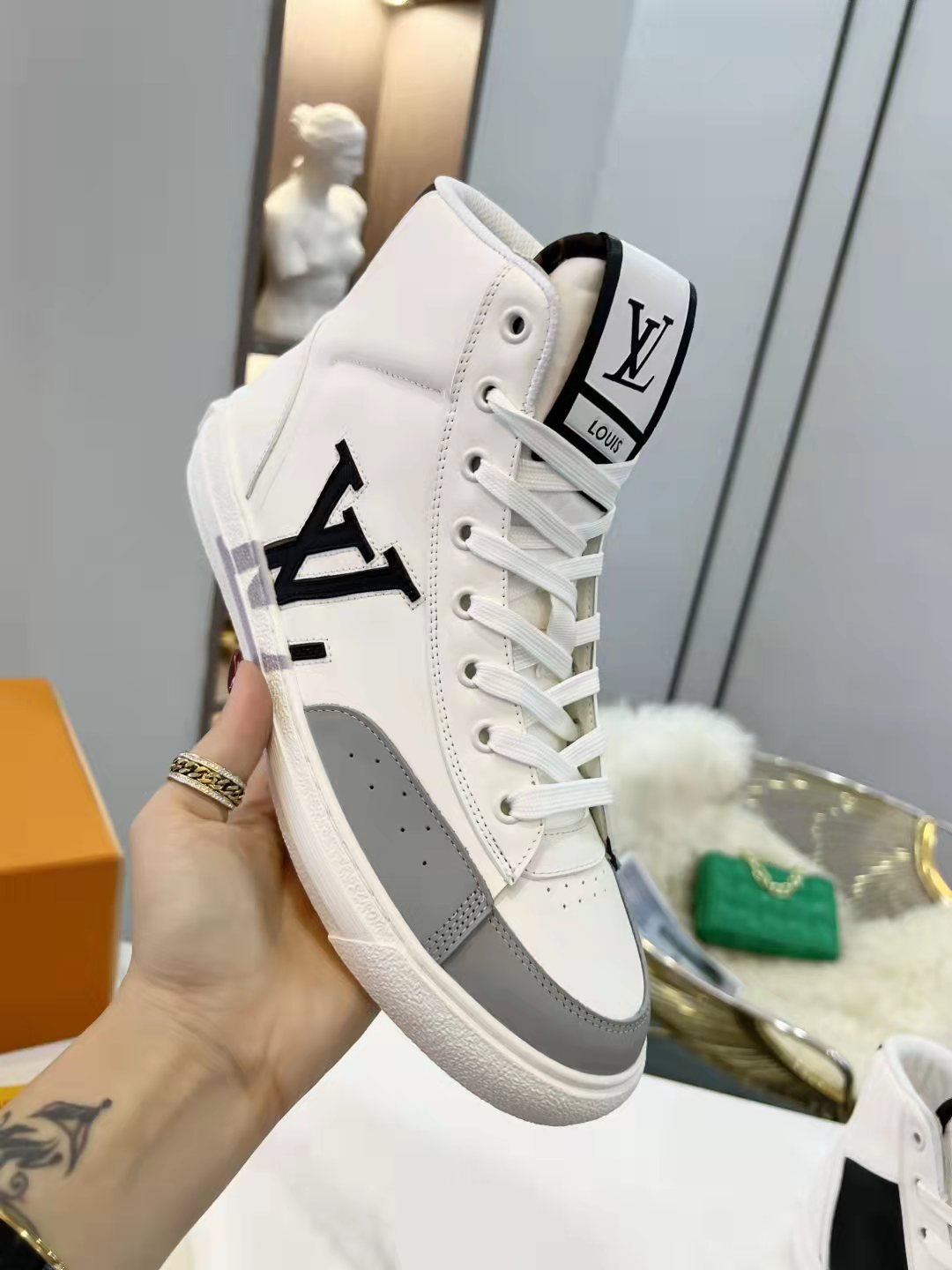 Louis Vuitton Charlie Sneaker Boot Mix Of Recycled And Bio Based Materials White For Women LV 1A9RYU - Soul Replicas