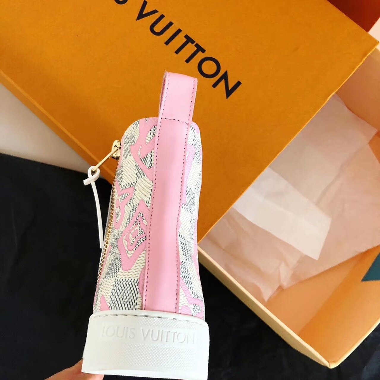 Louis Vuitton Stellar Sneaker Boots Damier Canvas Fall/Winter Collection Pink - Soul Replicas