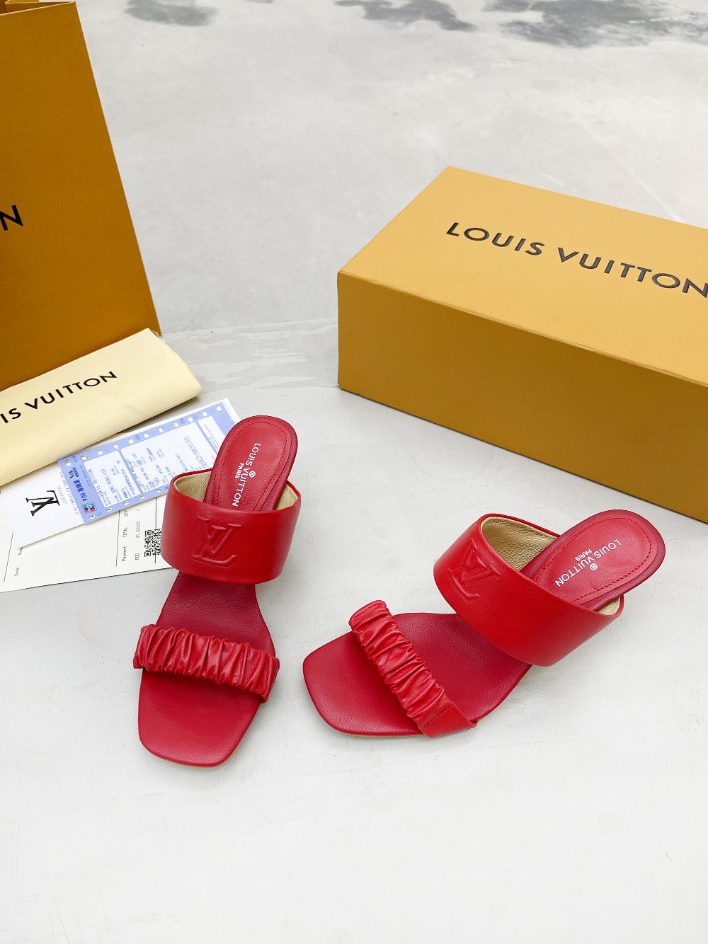 Louis Vuitton Women's Drapy Mule Red For Women LV - Soul Replicas