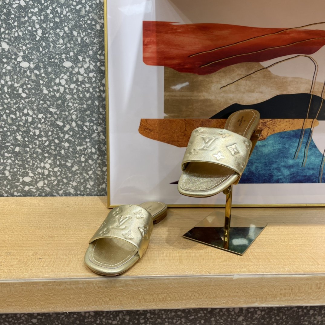 Louis Vuitton Women's Revival Flat Mule Gold For Women LV 1A9QKC - Soul Replicas