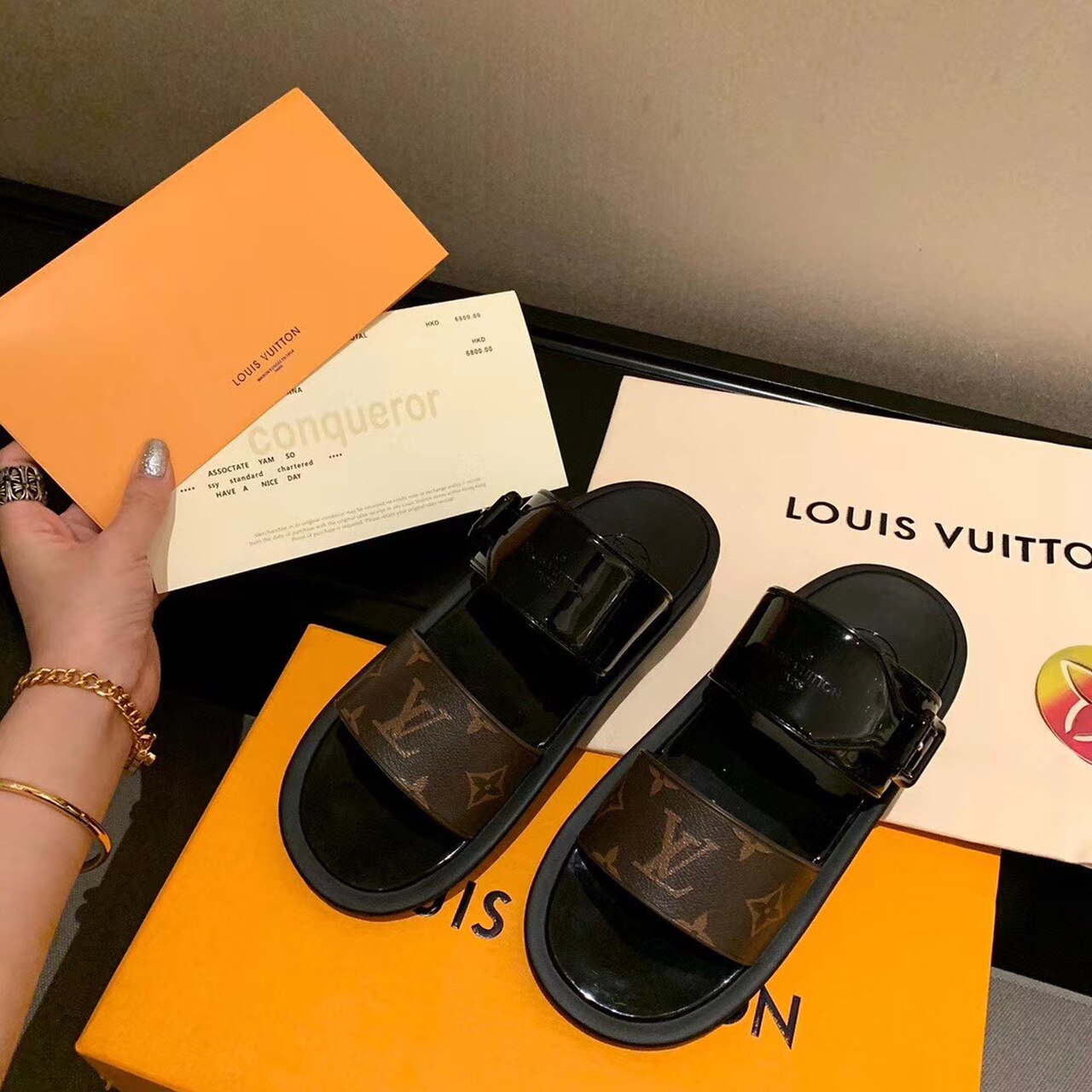 Louis Vuitton Sunbath Flat Mule Shiny Rubber Black For Women LV - Soul Replicas