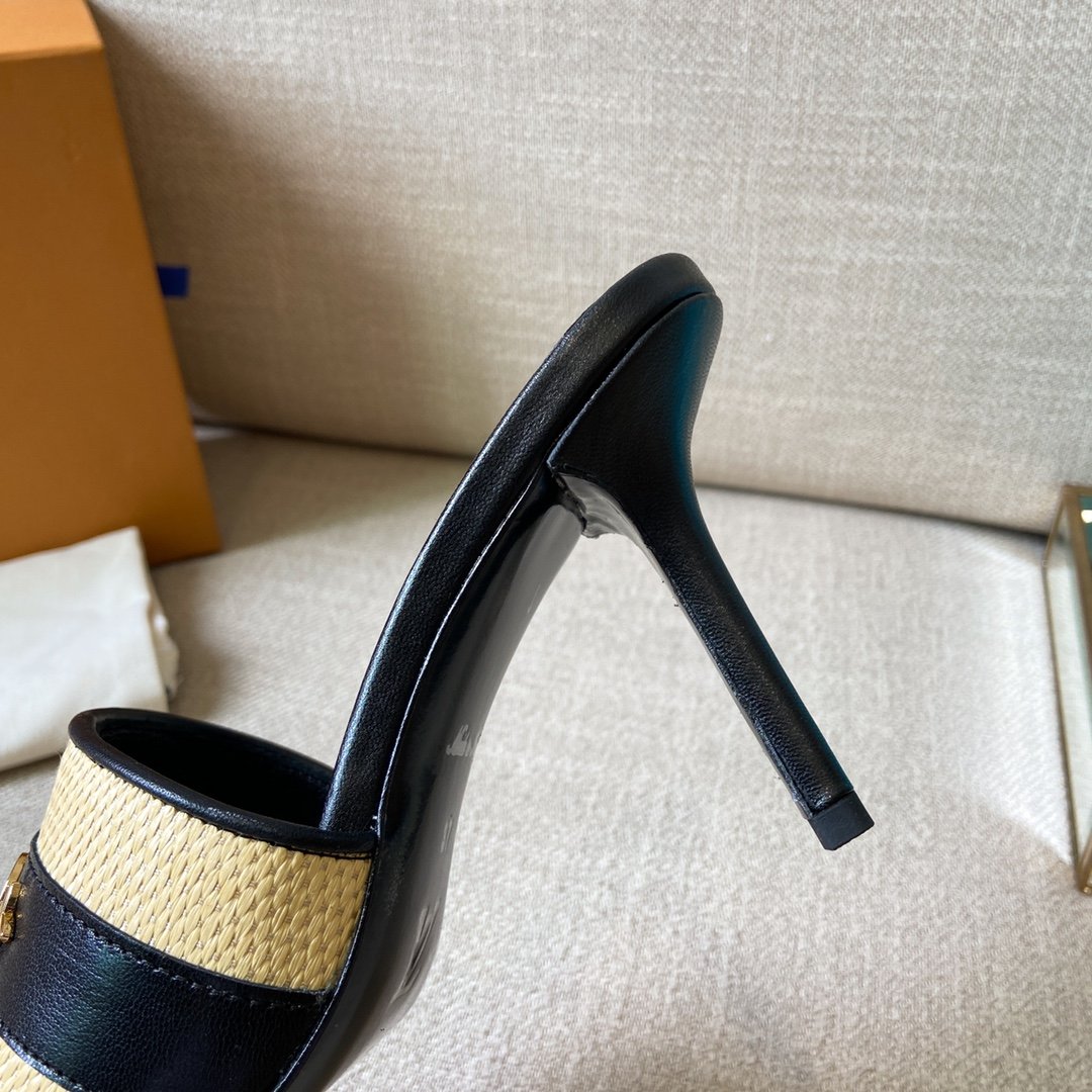 Louis Vuitton Women's Lock It Mule Black For Women LV 3.7in/9.5cm - Soul Replicas