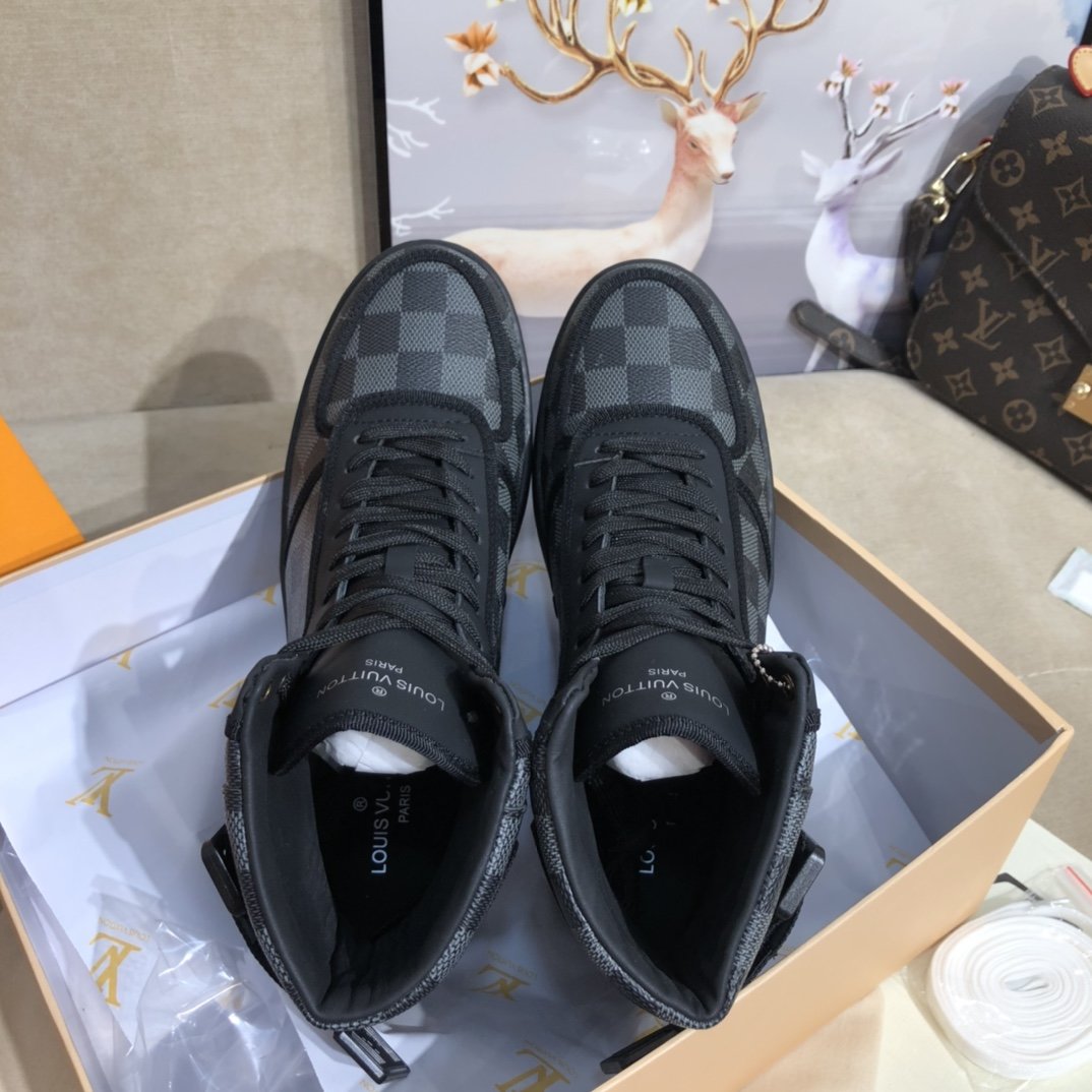 Louis Vuitton Boombox Sneaker Boot Patent Monogram Material Black For Women LV - Soul Replicas