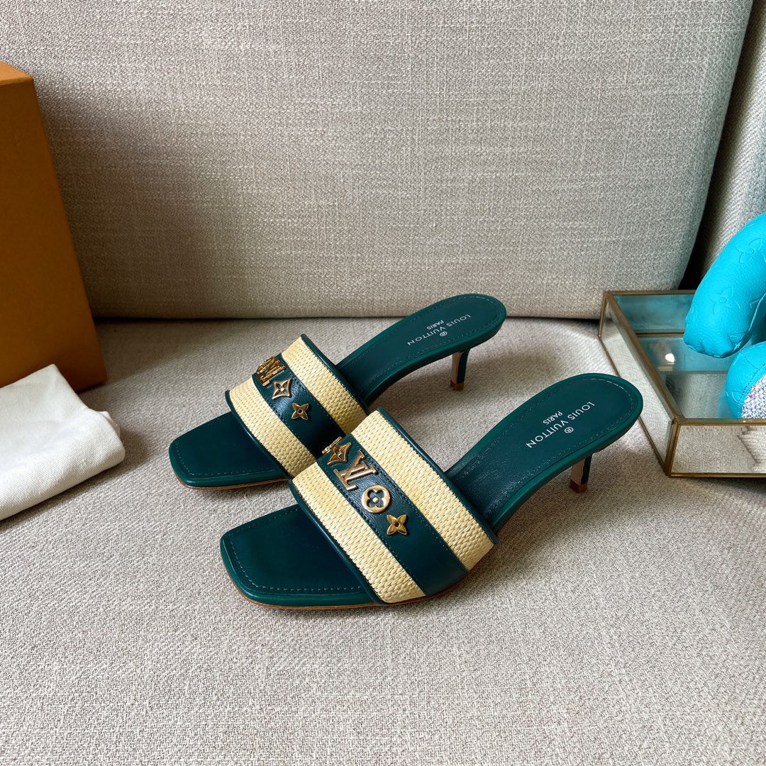 Louis Vuitton Women's Lock It Mule Green For Women LV 2.2in/5.5cm - Soul Replicas