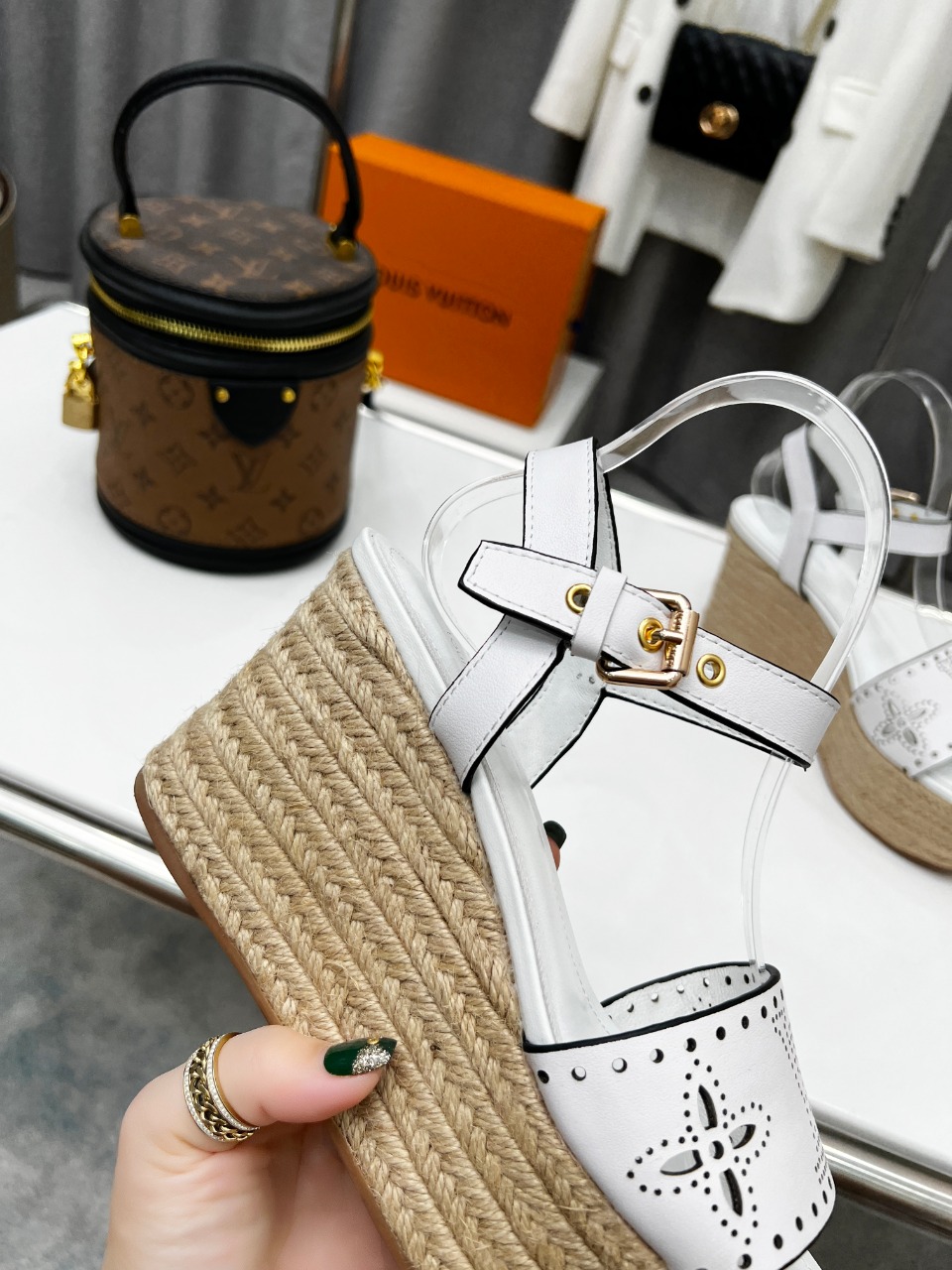 Louis Vuitton Women's Starboard Wedge Sandal White For Women LV 1A9PKT - Soul Replicas