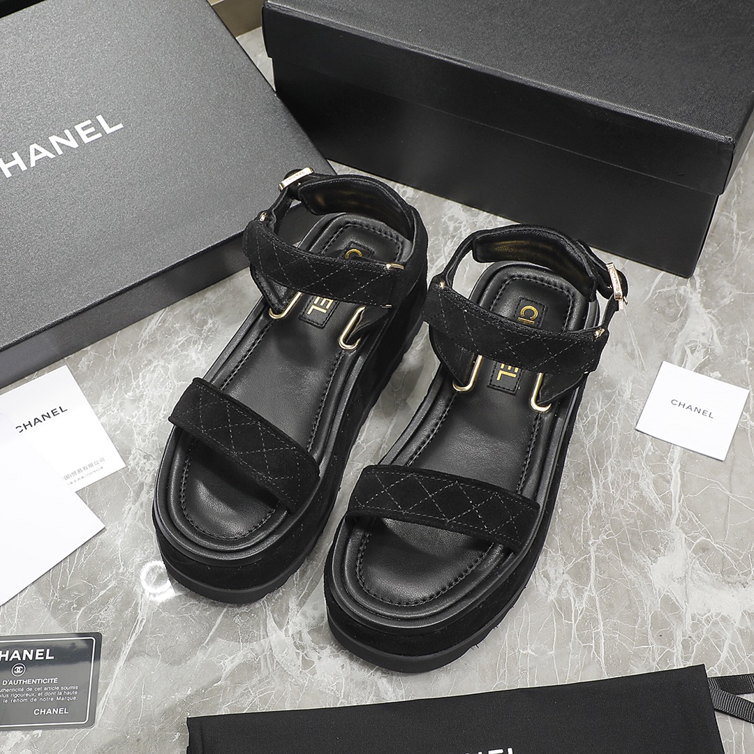 Chanel Women's Sandals Black For Women 2in/5cm G39143 Y55894 94305 - Soul Replicas