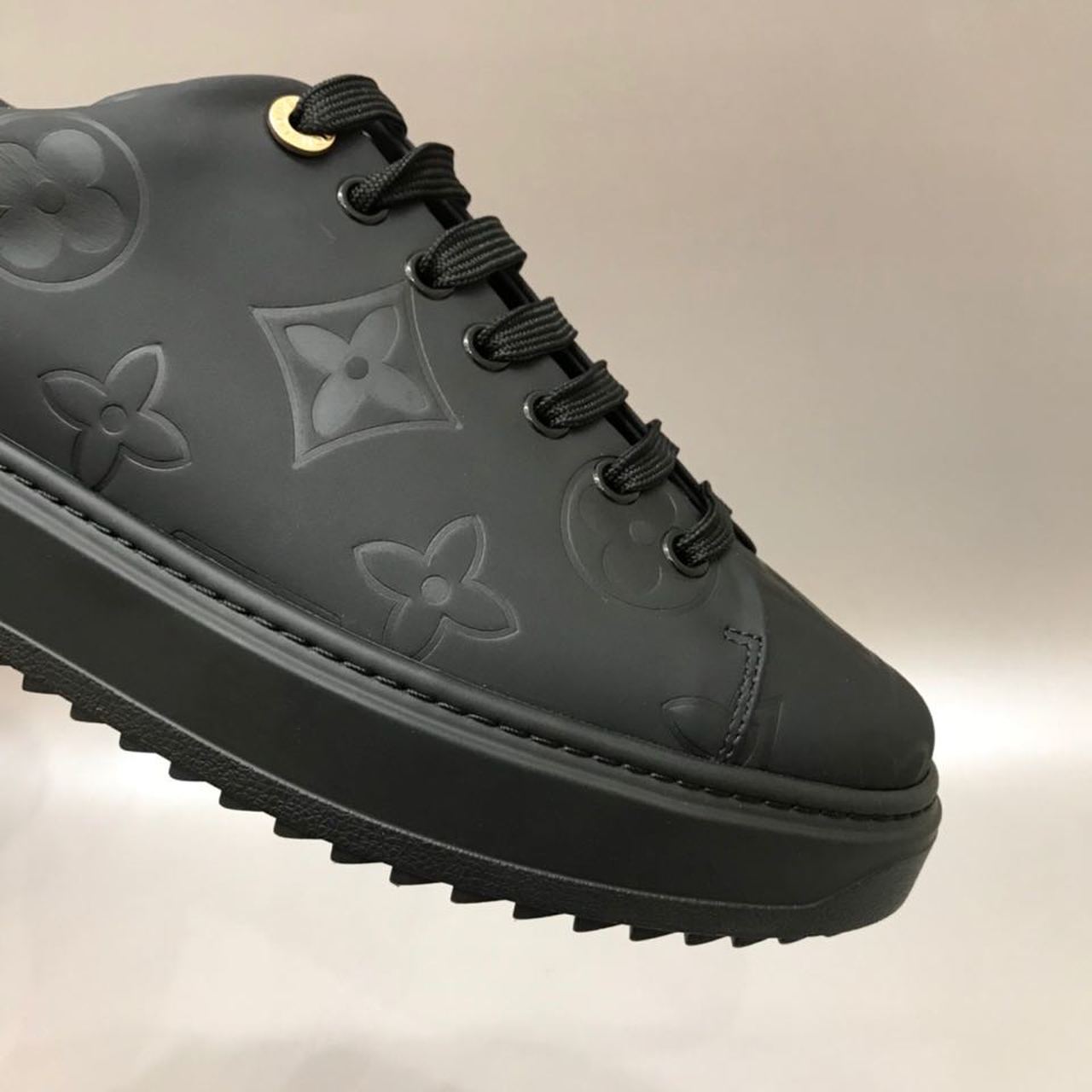 Louis Vuitton Time Out Sneaker Patent Monogram Material Black For Women LV - Soul Replicas