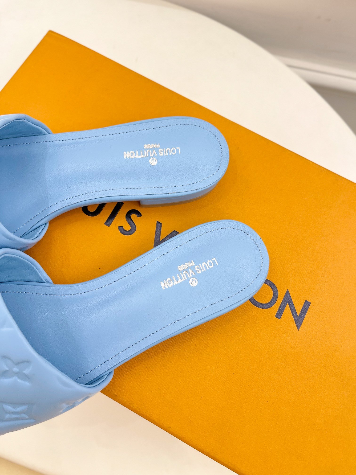 Louis Vuitton Women's Revival Flat Mule Light Blue For Women LV 1A9P7D - Soul Replicas