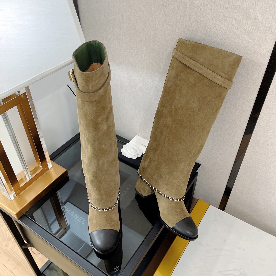 Chanel Women's High Boots Brown For Women 2.5in/6.5cm - Soul Replicas