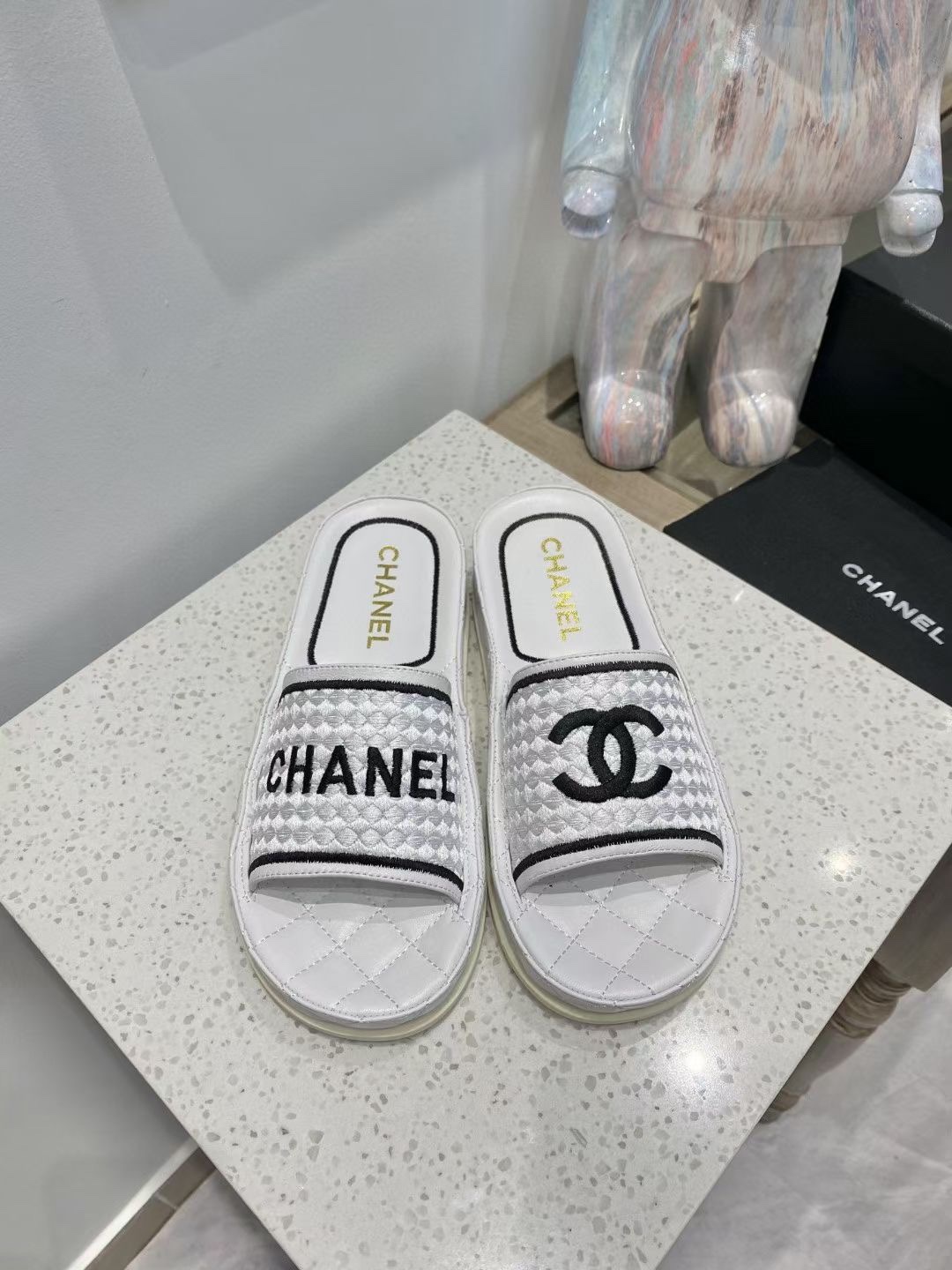 Chanel Women's Mules Black And White For Women - Soul Replicas