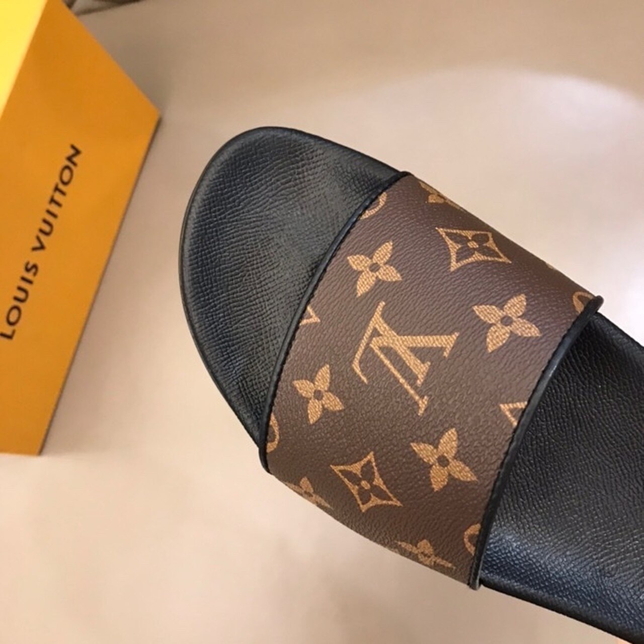 Louis Vuitton Waterfront Mule Monogram Rubber Brown For Men LV 1A3PSD - Soul Replicas