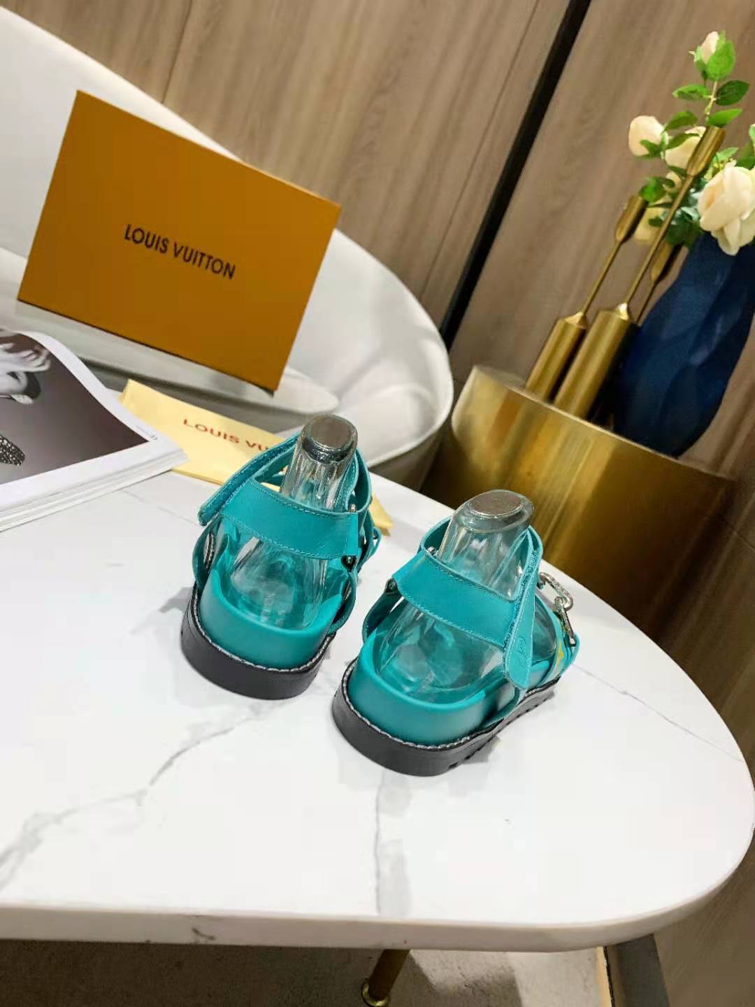 Louis Vuitton Paseo Flat Comfort Sandal Monogram Denim Blue For Women LV - Soul Replicas