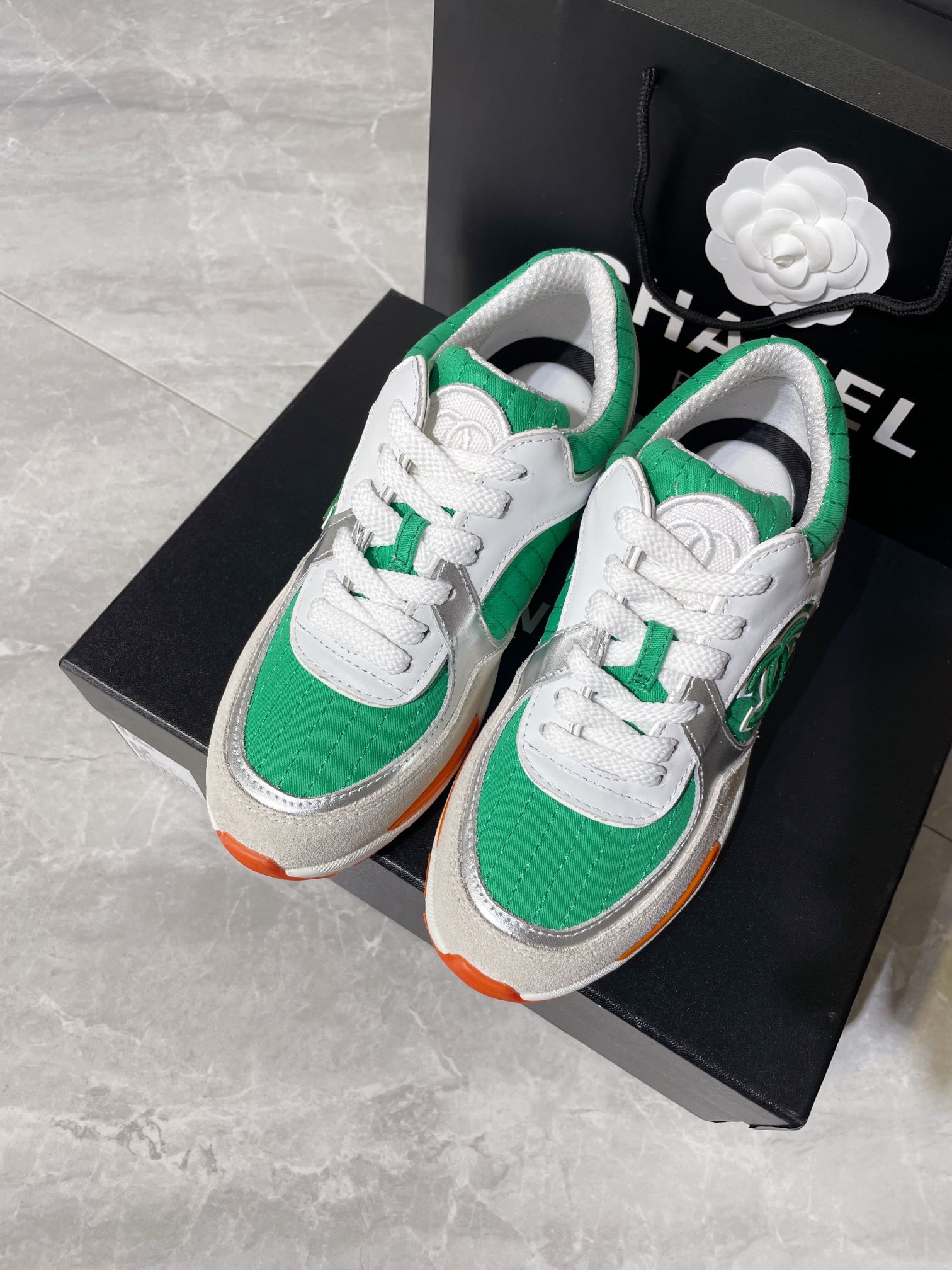 Chanel Women's Sneakers In Fabric Green For Women - Soul Replicas