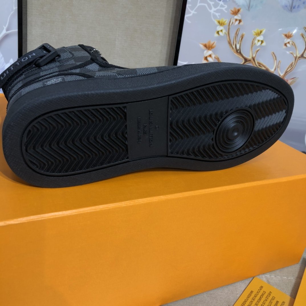 Louis Vuitton Boombox Sneaker Boot Patent Monogram Material Black For Women LV - Soul Replicas