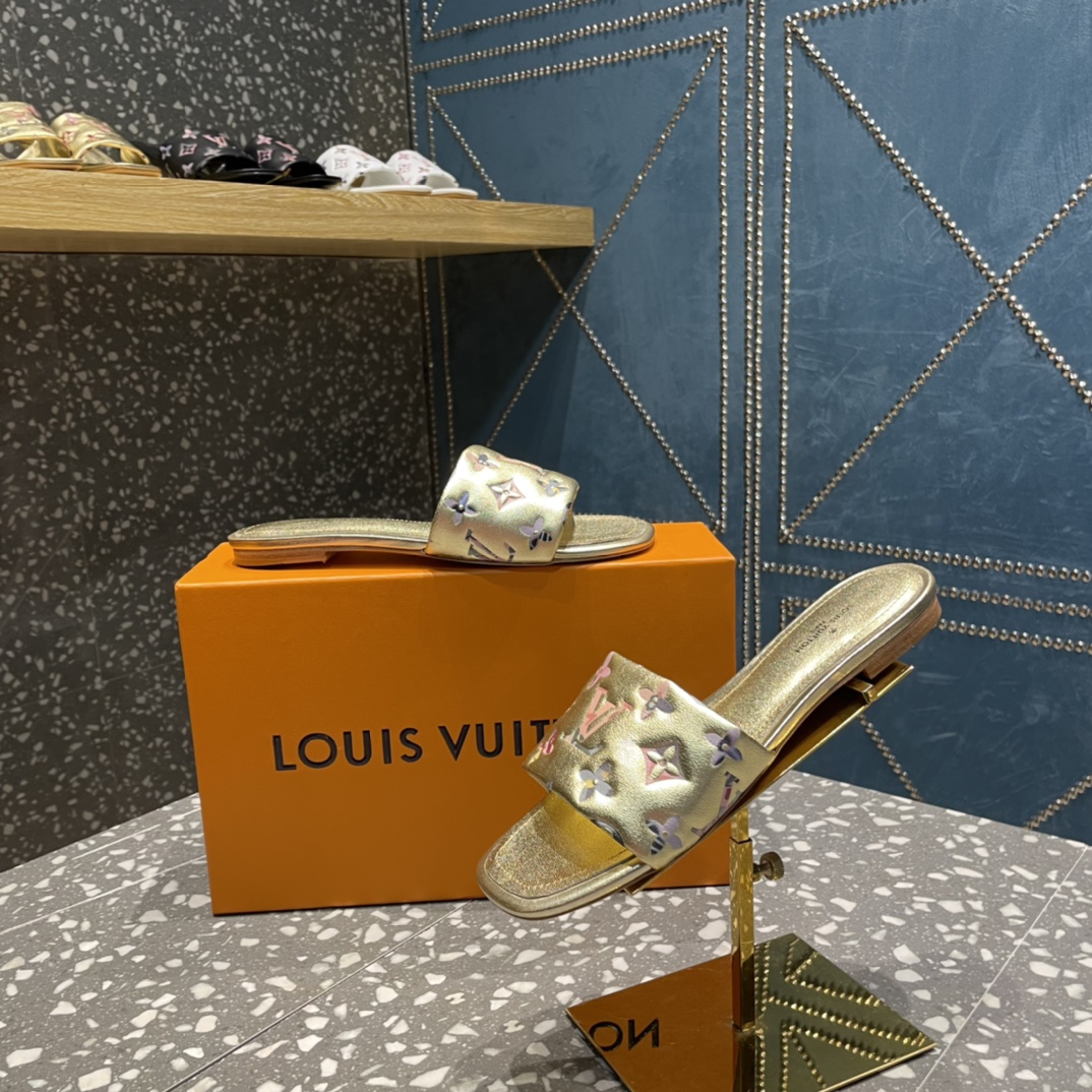 Louis Vuitton Women's Revival Flat Mule Gold For Women LV - Soul Replicas
